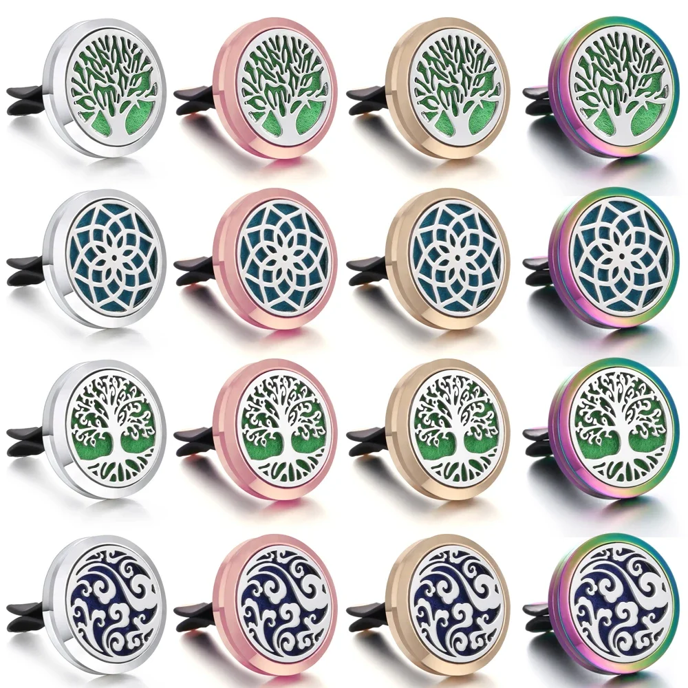 Tree of Life Lotus Flower Diffuser Jewelry Car Perfume Diffuse Aroma Essential Oil Diffuser Aromatherapy Necklace Locket Pendant