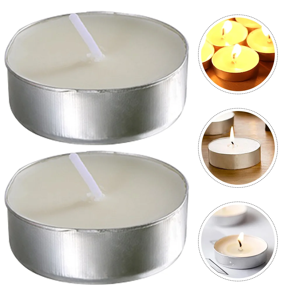 50 Pcs Round Scented Smokeless Candles Small Tea Light Little Tiny Tealights Paraffin for Wedding