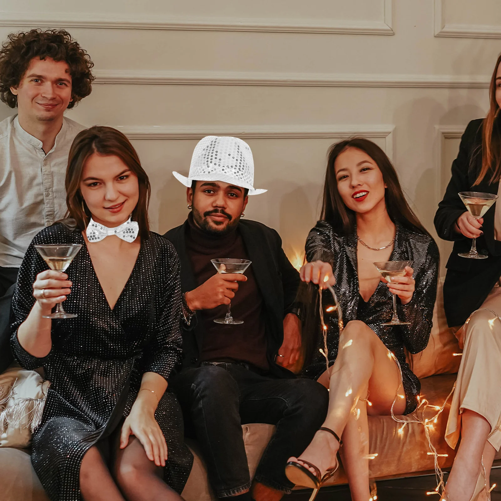 

Glitter Sequin Fedora Hat Shining Disco Party Accessory For Adults Western Jazz Dance Event Costume Mens Women Silver Cap