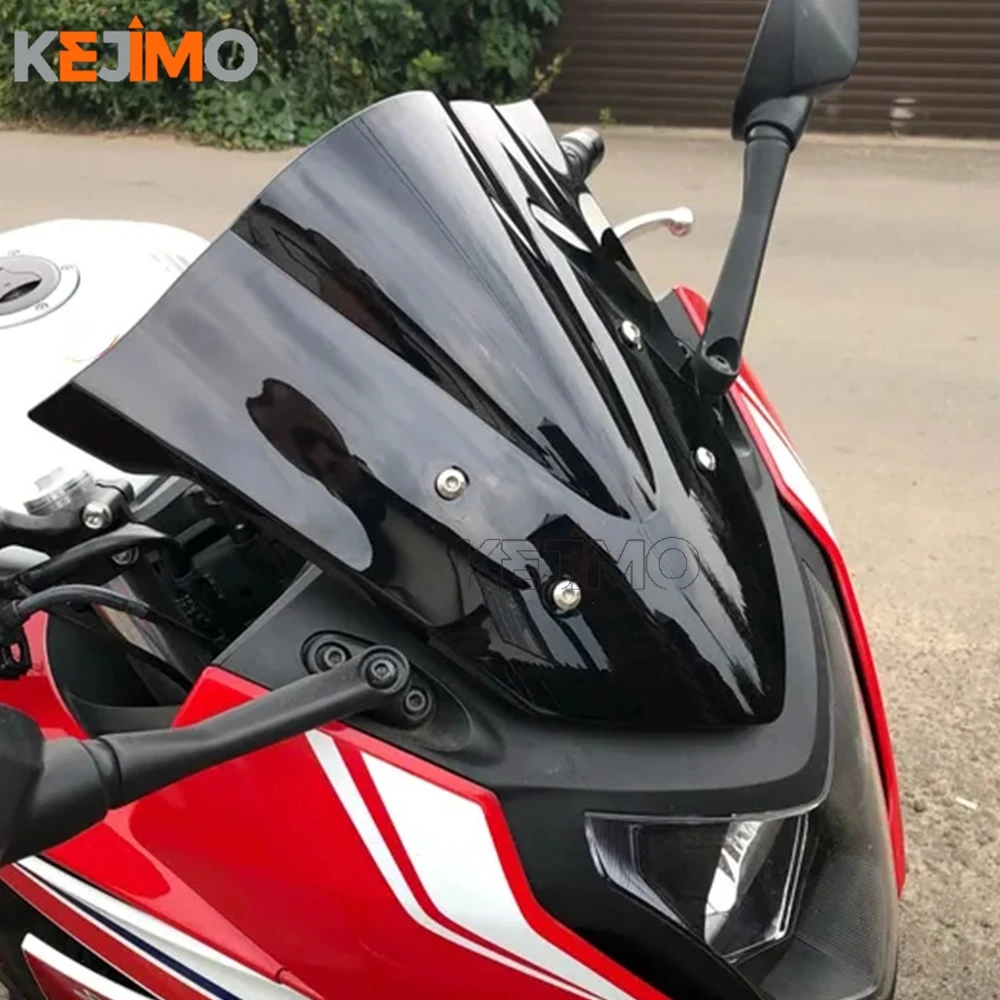

FOR HONDA CBR650F CBR cbr 650F CBR650 F 2014 2015 2016 2017 2018 Windshield Windscreen Double Bubble Wind Screen Deflector Black