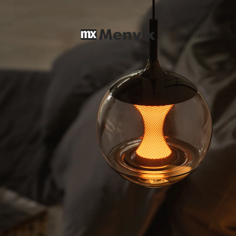 Glass Pendant Light Modern Dining Room Table Afterglow Sunset Lamp Entryway Balcony Round Table Bedroom Bedside Sleep Chandelier