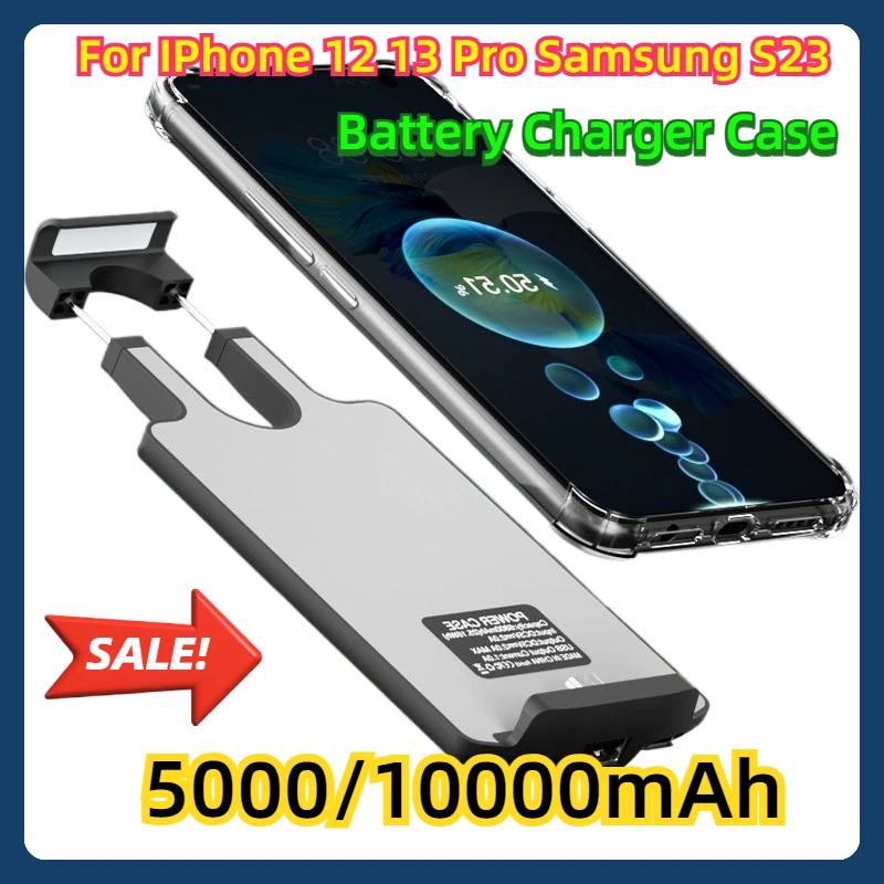 

For IPhone 12 13 Pro Samsung S23 Portable External Power Bank Charger Case for Xiaomi Huawei 5000/10000mAh Battery Charger Case