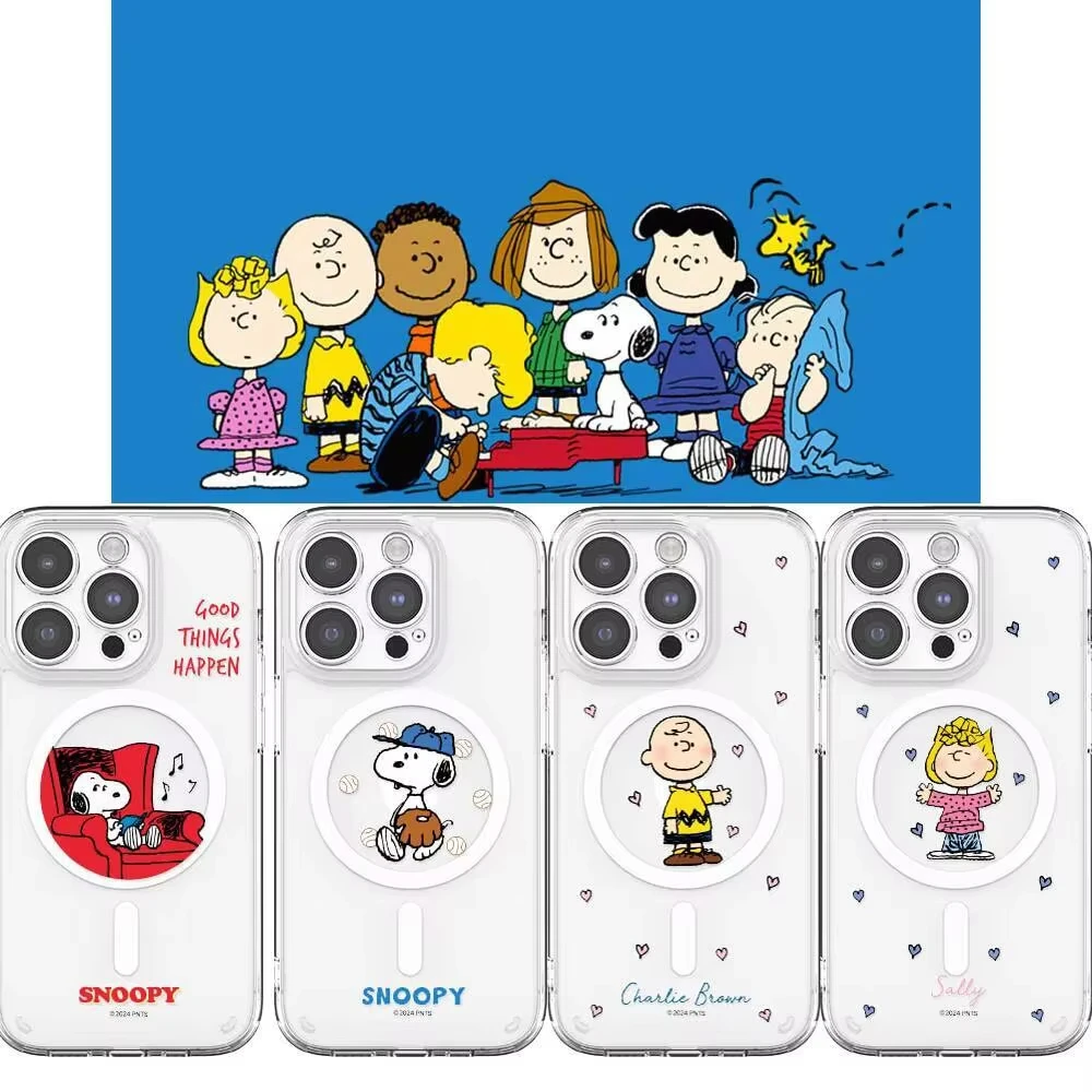 S-Snoopy-funda de carga inalámbrica para iPhone 17 Air 16 E 15 14 13 12 Mini 11 Pro Max, cubierta dura con borde de silicona acrílica transparente