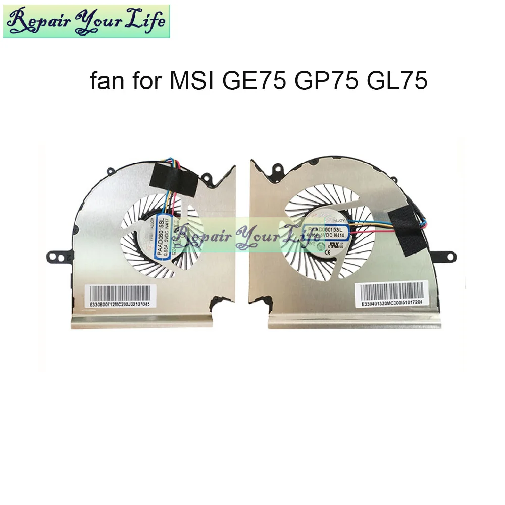 Laptop Cooling Fans For MSI GE75 GP75 GL75 WE75 MS-17E7 MS-17E2 PAAD06015SL N414 N417 CPU Cooler Radiator GPU Graphics Fan ORG