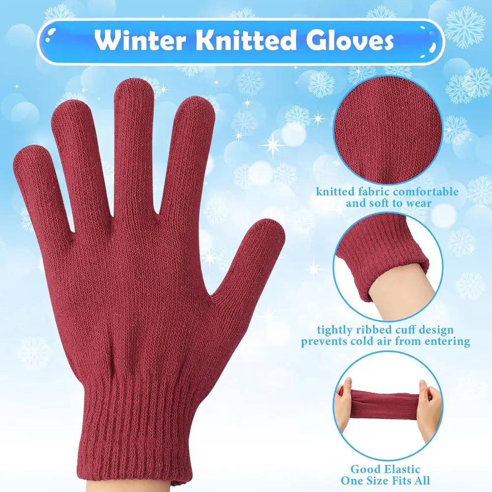 100 عبوة من القفازات المحبوكة الدافئة لفصل الشتاء - مجموعة للجنسين للدعم والخيرية #2