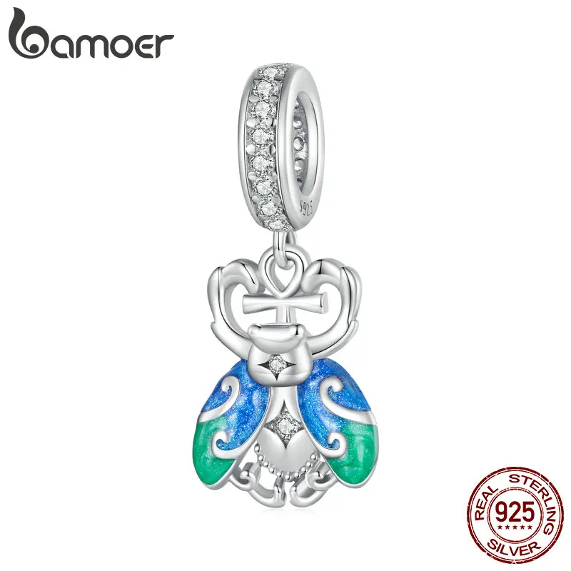 BAMOER 925 Sterling Silver Scarab Beads Dangle Charm Fit Original Bracelets Women DIY Jewelry Accessories BSC881