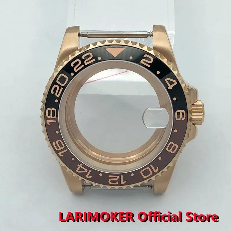 LARIMOKER 40mm Rose Gold case Sapphire Glass Ceramic Bezel Insert fit NH35 NH36 ETA2824 2836 DG2813 3804 Miyota8215 movement