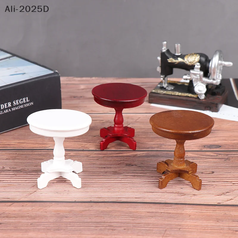 

1/12 Dollhouse Garden/Room Decor Wooden Miniature Round Coffee Table Kids Toys