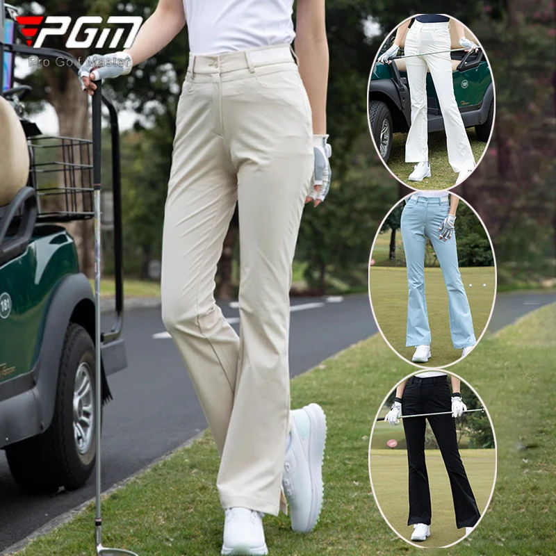 

Pgm Spring Summer Golf Wear for Women Casual Sports Golf Pants High-waisted Split Flared Trousers Breathable Elastic Long Pants