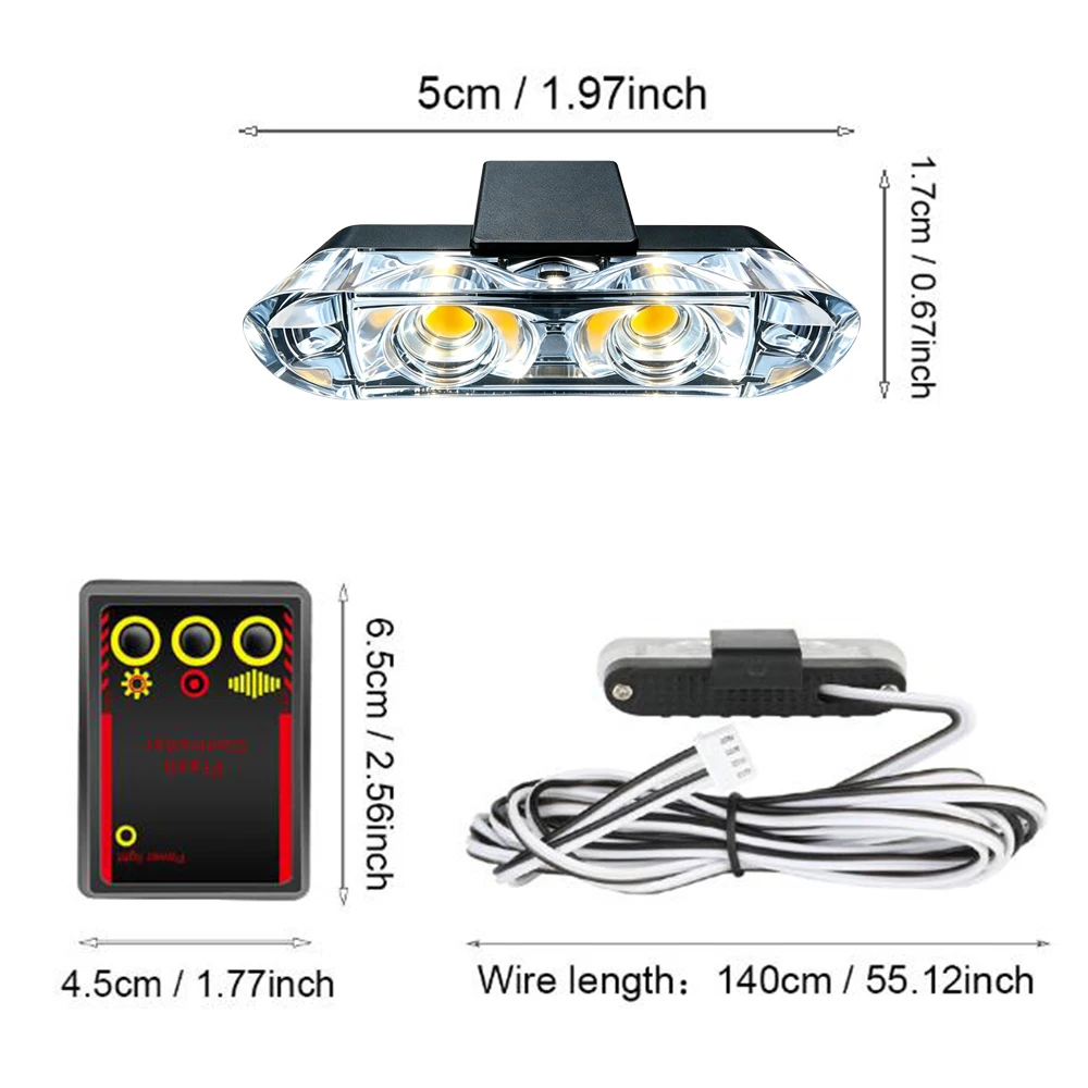 2 LED Vehicle Clip Signal Light Universal Car Front Grille Emergency Strobe Light Yellow LED Flash Lamp DIY Accessories - view 3