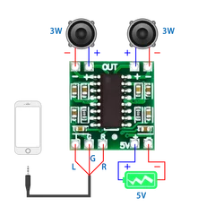 5PCS PAM8403 module Super mini digital amplifier board 2 * 3W Class D digital amplifier board efficient 2.5 to 5V USB power