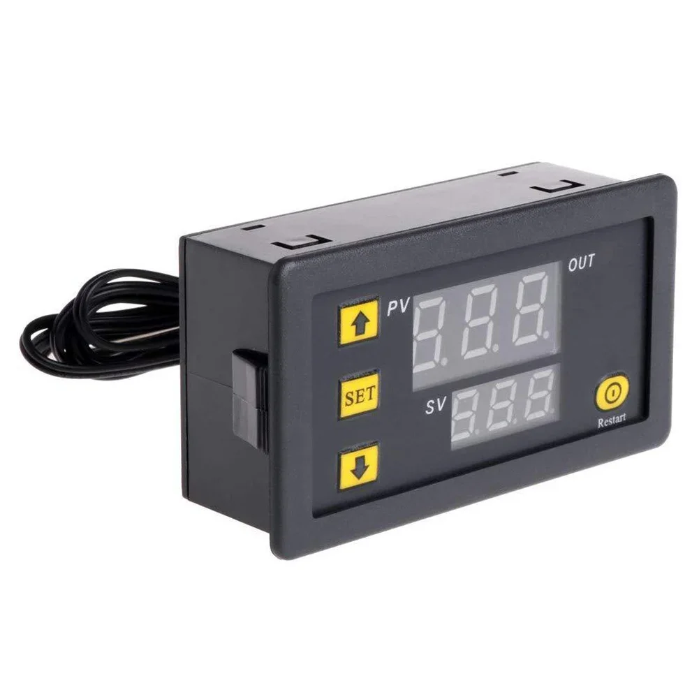 2 Pcs W3230 AC 5V/12V/24V Digital Temperature Controller With 10K Sensor Probe ABS 79*26*43mm Temperature Controller PLC Modules
