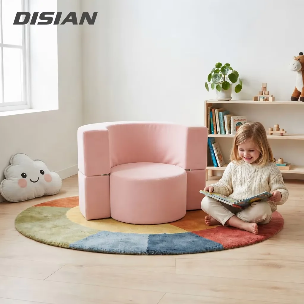 Modern Comfortable Foam Fold-out Kids Sofa-Modular Design for Baby & Toddler Play Compressed Packaging