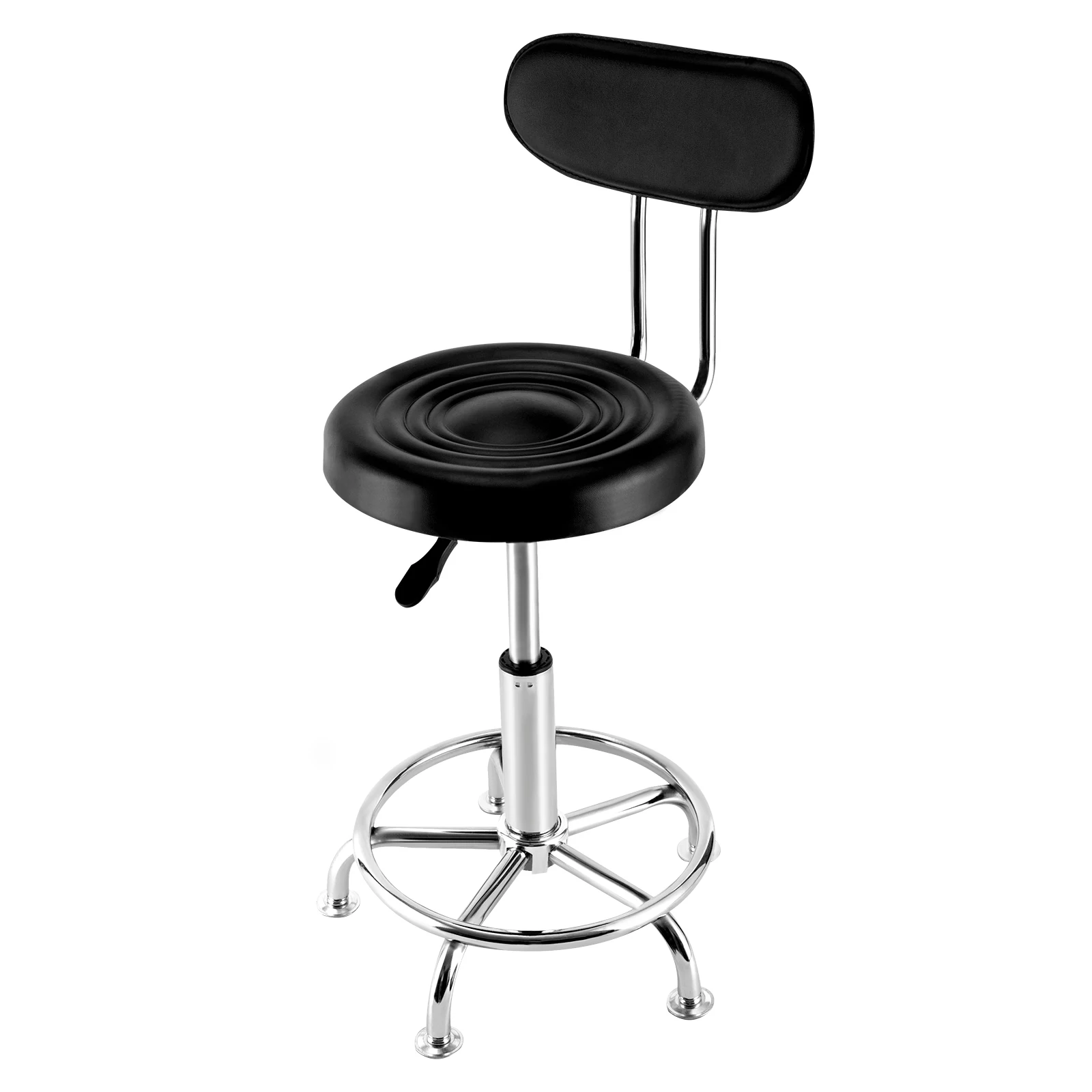 

360-degree Swivel Salon Chair Adjustable Height Rolling Stool with Backrest