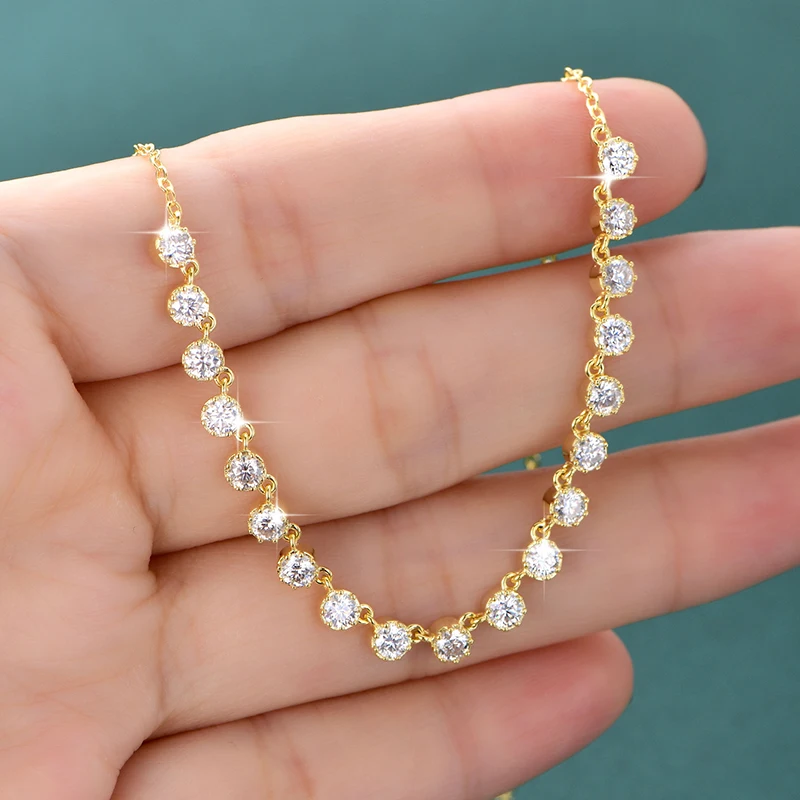 Rrjzz Vollständige 3mm D-Farbe VVS1 Rundschliff Moissanit Bubble Halskette GRA Laborgezüchteter Diamant 14k Vergoldete Damen Halskette Schmuck – Detail 8