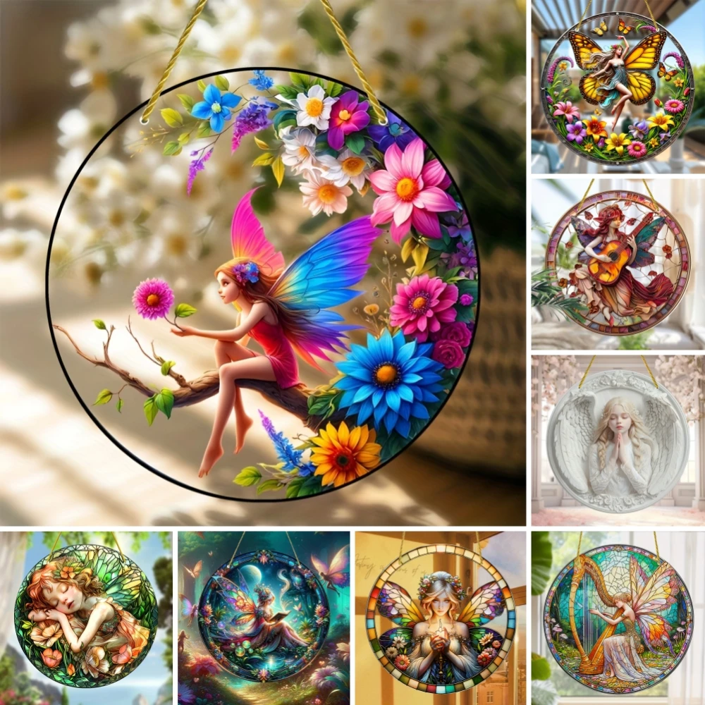 Enchanting Elf Fairy Acrylic Sun Catcher Window Door Display, Seasonal Summer Decor - for Home, Bar, for Daily Christmas Decor