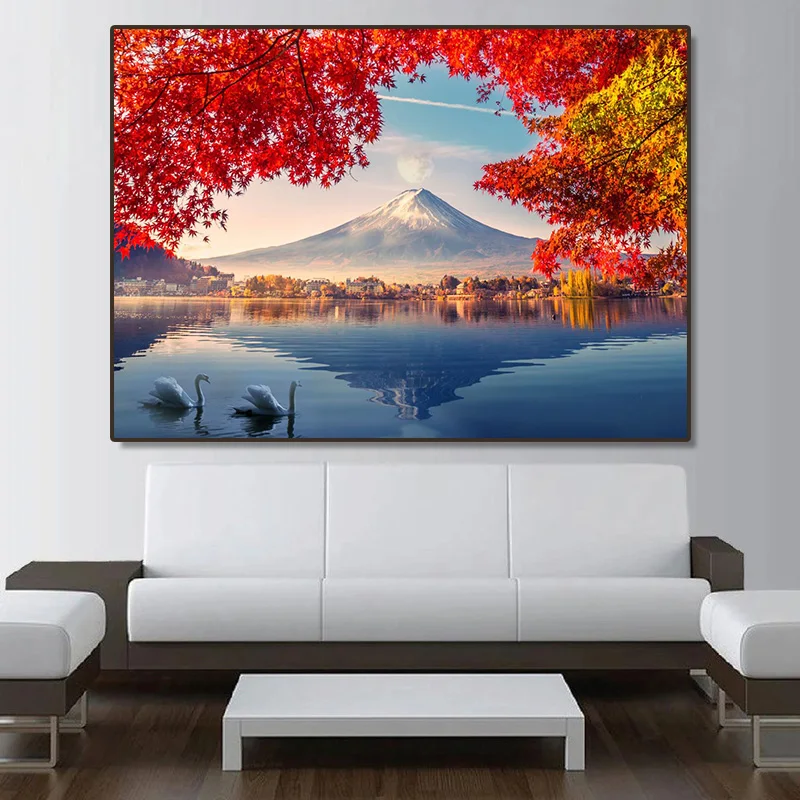 Affiche de paysage de montagne Fuji, célèbre paysage de voyage japonais, peinture sur toile d'art murale imprimée, décor de salo