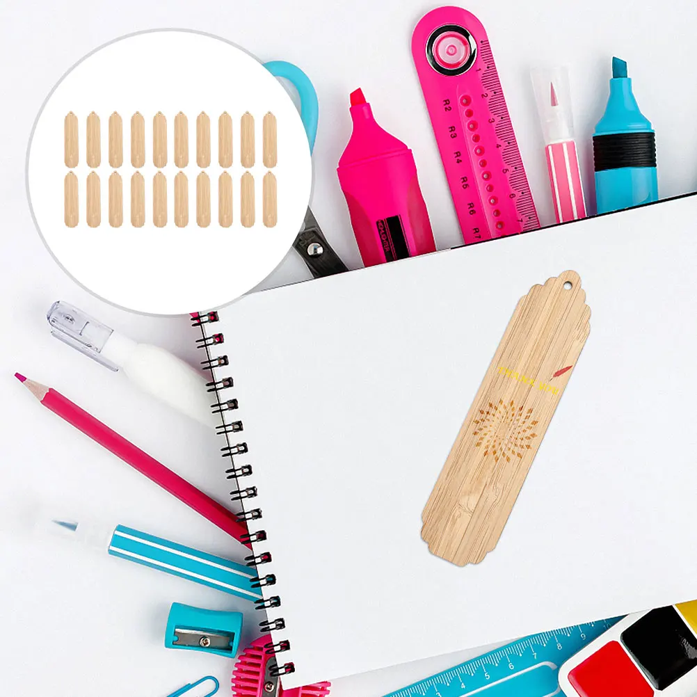 

20Pcs Wooden Craft Bookmarks DIY Material Blank Ornaments Creative Bookmarks for Teachers Christmas New Year Gifts