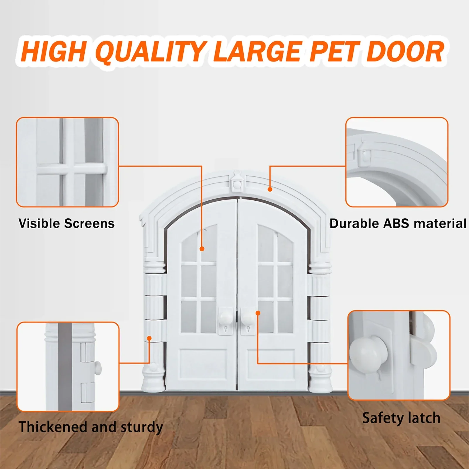 ABS Plastic Cat Crates French Gates, Interior Exterior Pet Cat Dog Flap Door, No Flap Kitten Door Double Doors Design Pet Toys
