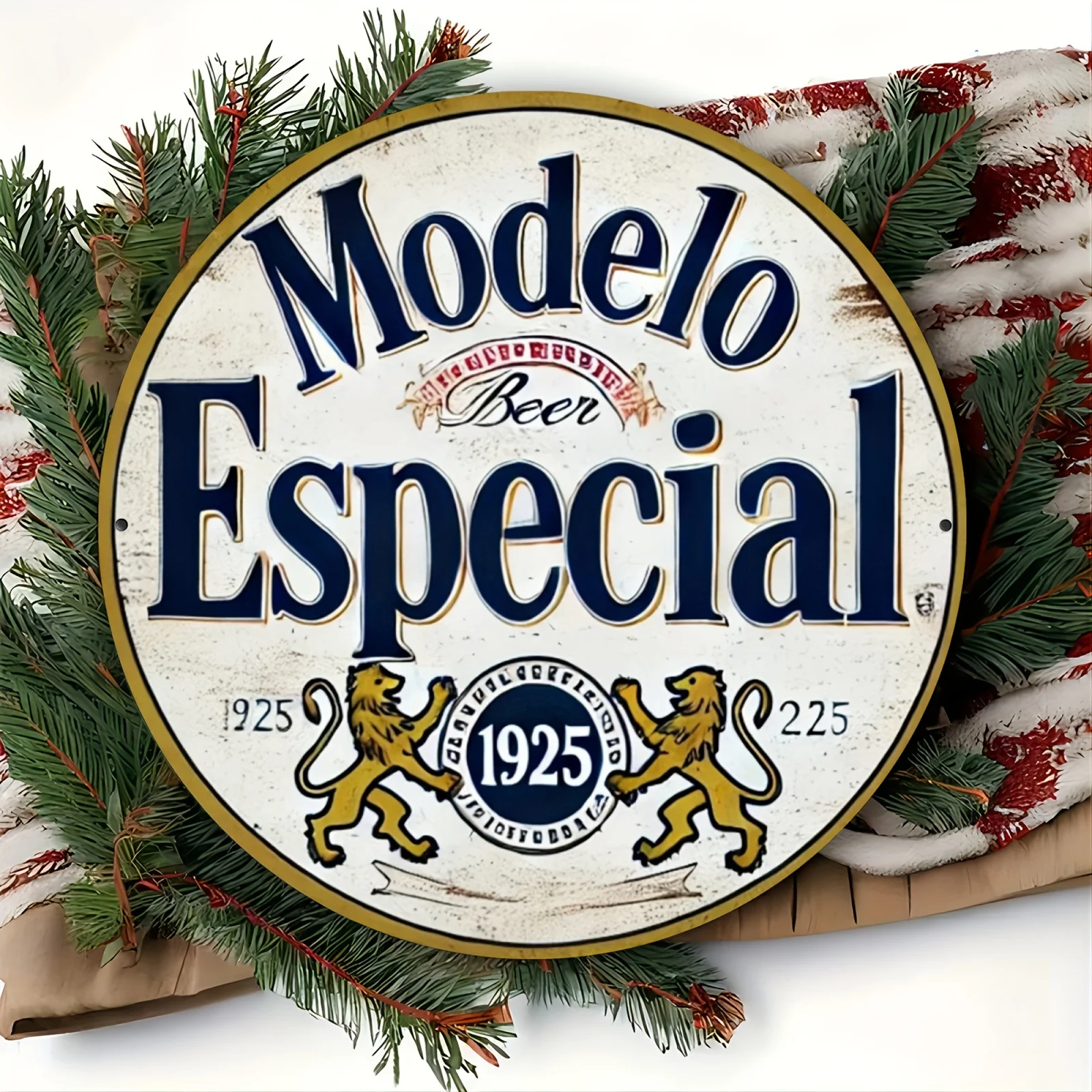 Room Decor 1pc, Modelo Especial Beer Logo Round Metal Sign, Wall Hanging Decor,   Office Art, Durable Indoor/Outdoor Gift