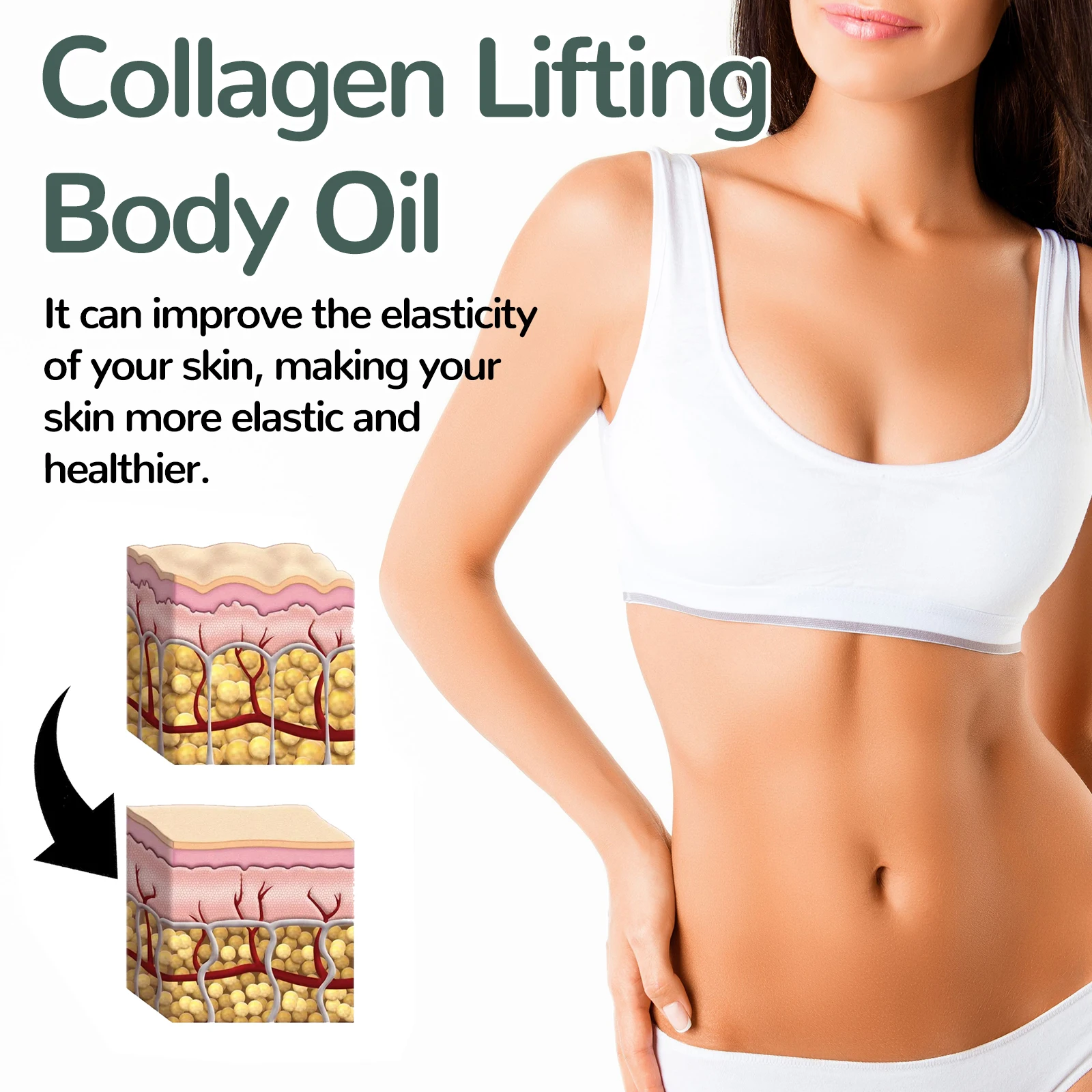 Collagen Firming Body Oil Hydrating and Firming Massage Oil for Arms, Belly Fat, and Whole Body