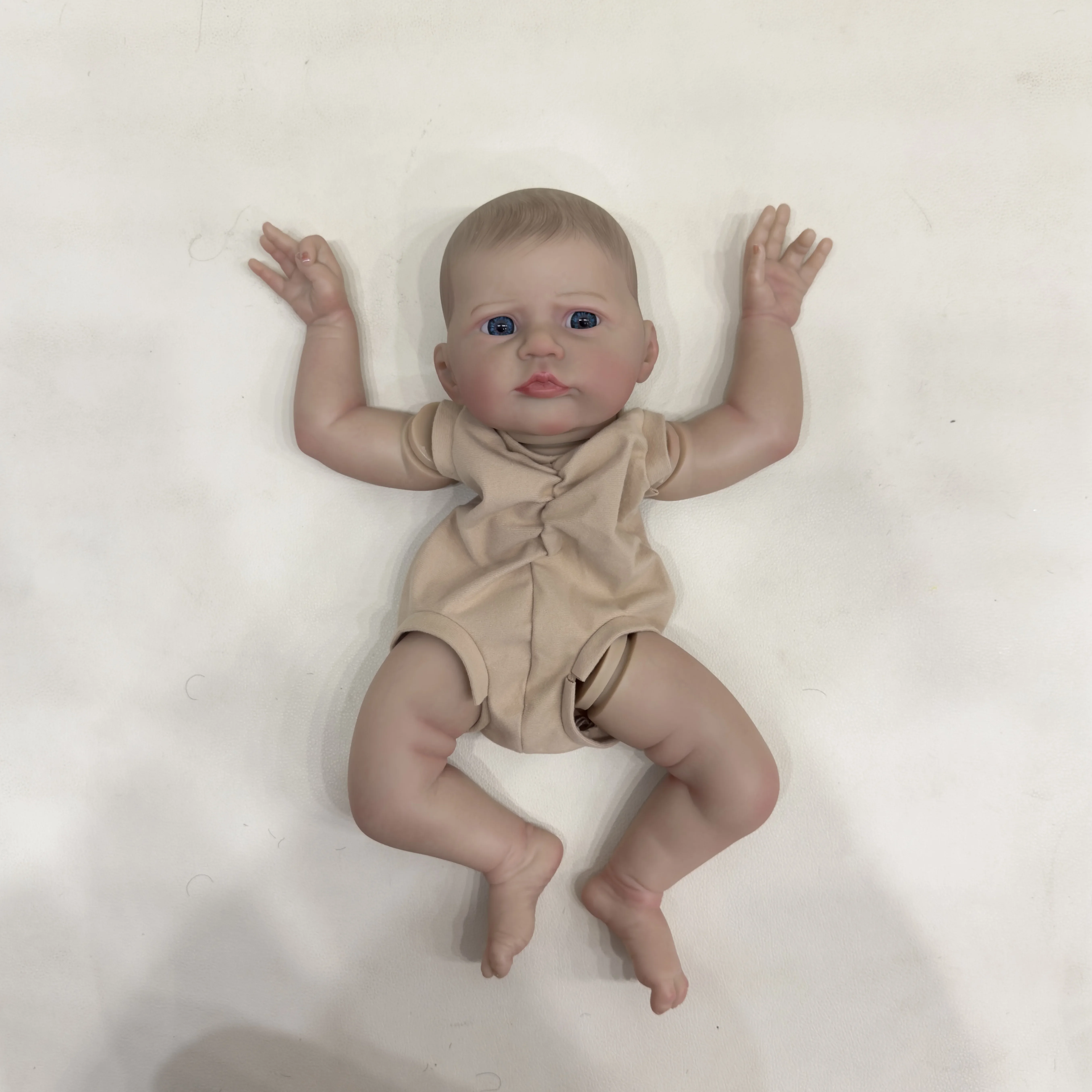 NPK 19inch Reborn Doll kit Heron painted Unfinished Doll parts with Hand Rooted Hair Dark skin Lifelike doll