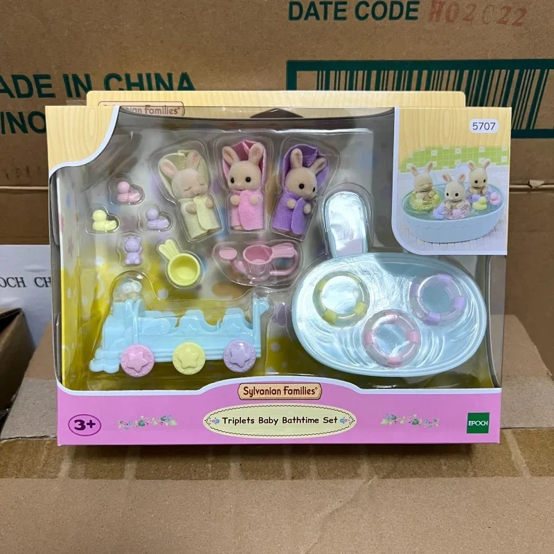 Sylvanian Families ของเล่นเด็กของเล่นของขวัญแท้สําหรับสาว Ternurine นมกระต่าย Triplets ชุดห้องน้ํา Ternuries