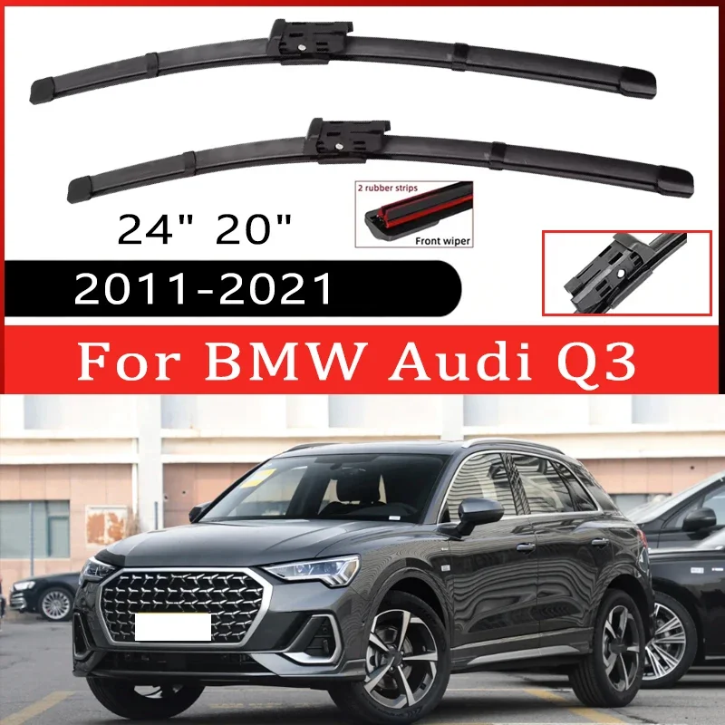 

2pcs Wiper Front Wiper Blades Set For Audi Q3 24" 20" 2011-2021 2012 2013 Windshield Windscreen Window 24" 20"Car Accessories