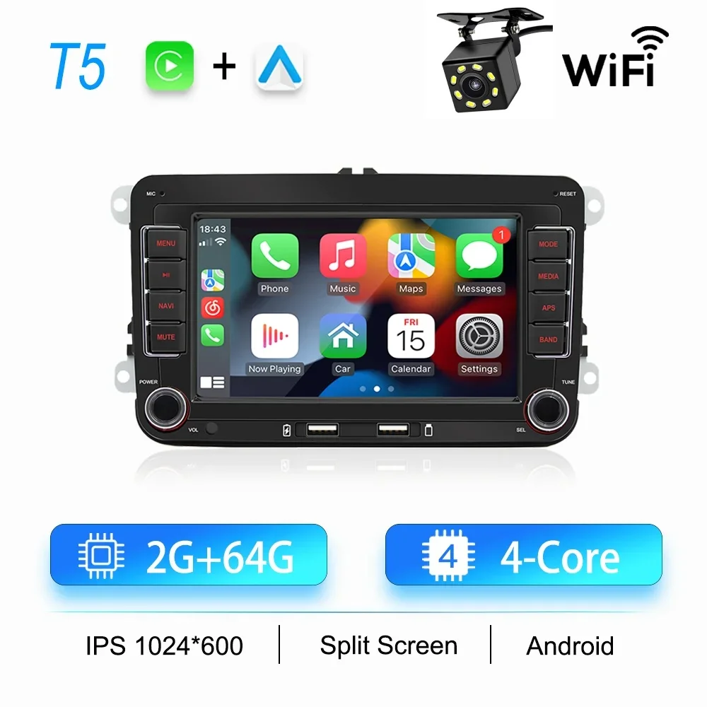 2Din Autoradio Android voor Volkswagen Golf 5 6 Polo Passat B6 B7 CC Skoda Jetta Universele Multimedia Carplay Wifi GPS Navigatie