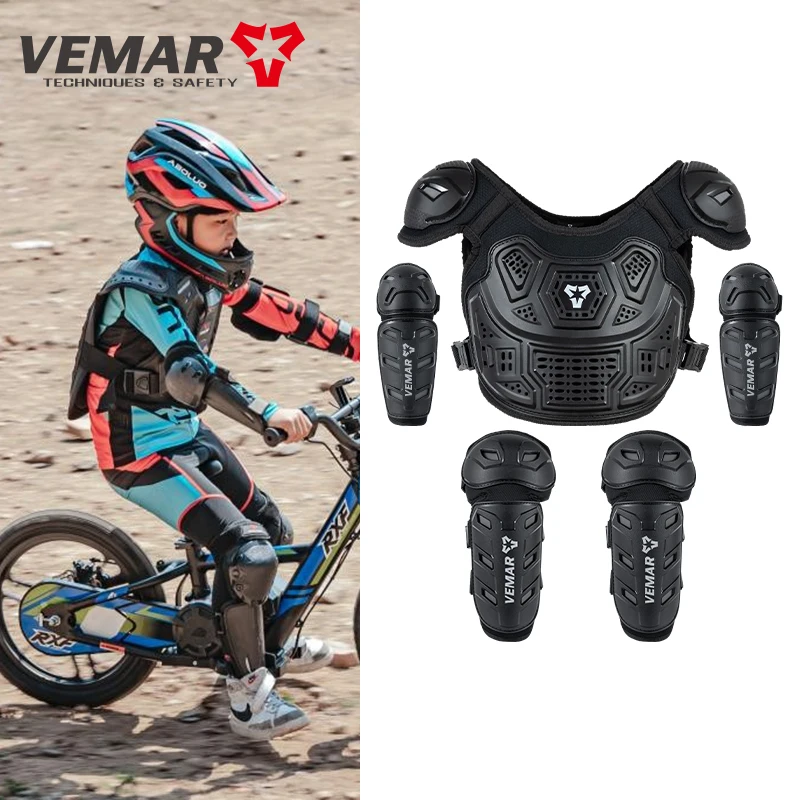 VEMAR Kid's Motorcycle Armor Vest Protection Motocross Body Jacket Protective Riding Elbow Kneepads Moto Full Armor Children