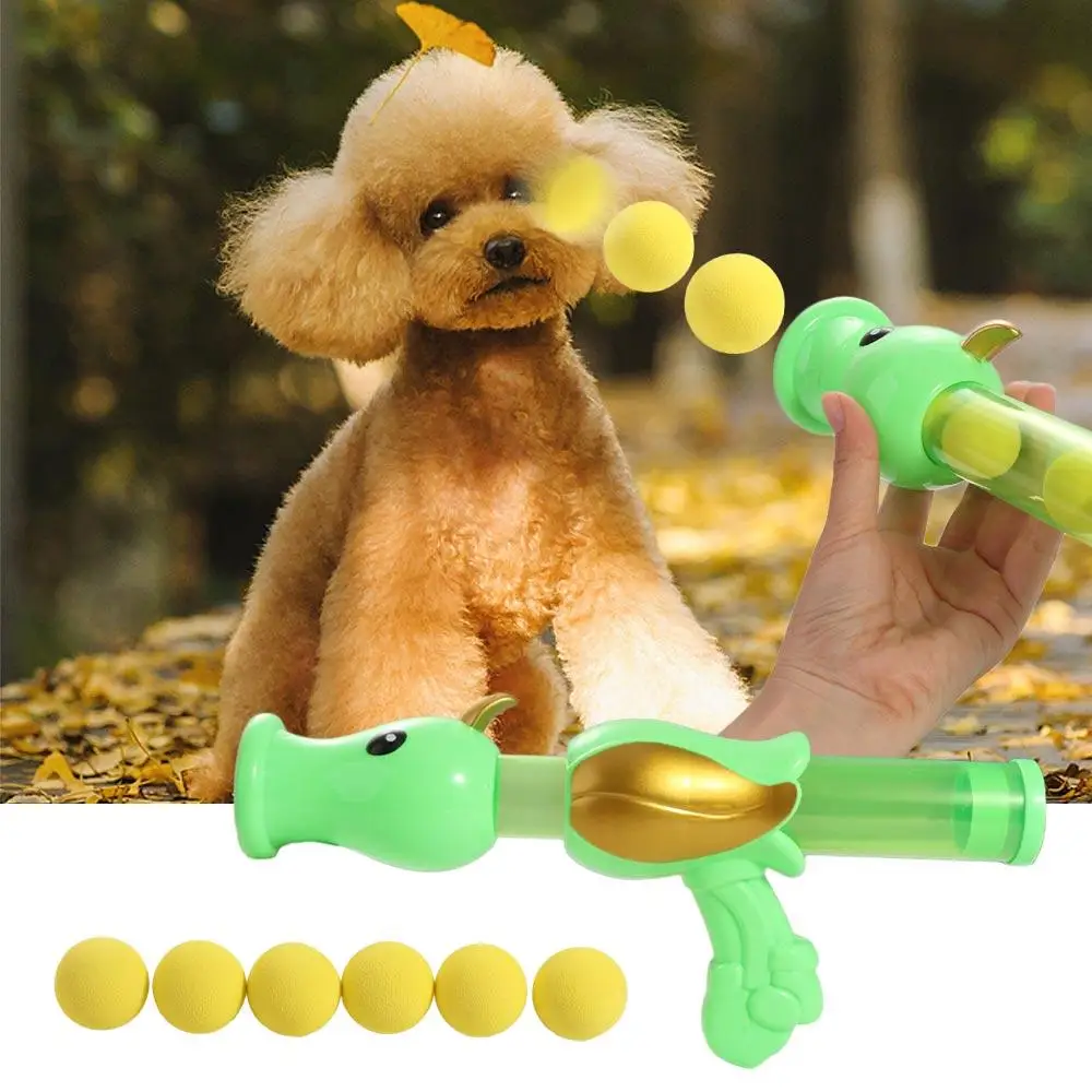 

Pea Shape Interactive Cat Toy Ball Plastic Ball Random Color Pea Aerodynamic Launcher Elastic Kitten Toys Launcher Puppy