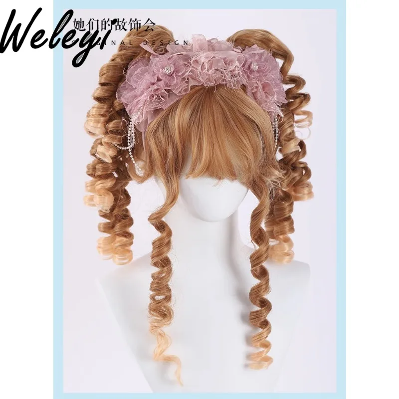 

Jirai Kei Accessories Handmade Sweet Cyan Pink Accessories Female Lolita Handmade Bow Hair Accessories Hair Pins and Clips Woman