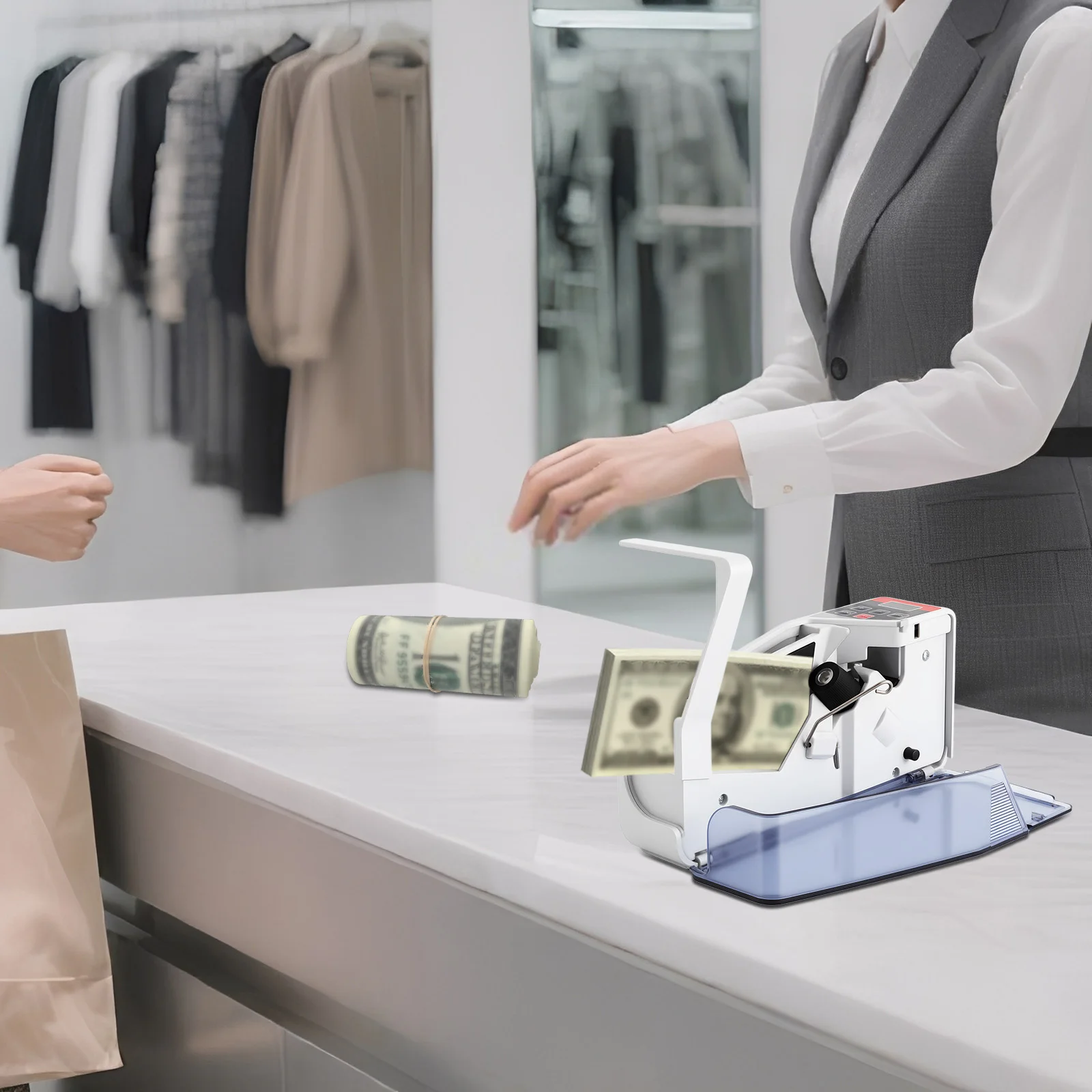 

Portable Banknote Counter,Mini Bill Cash Banknote Counter - LED Display & Batch Function,600pcs/min For Banks, Stores, Banknotes