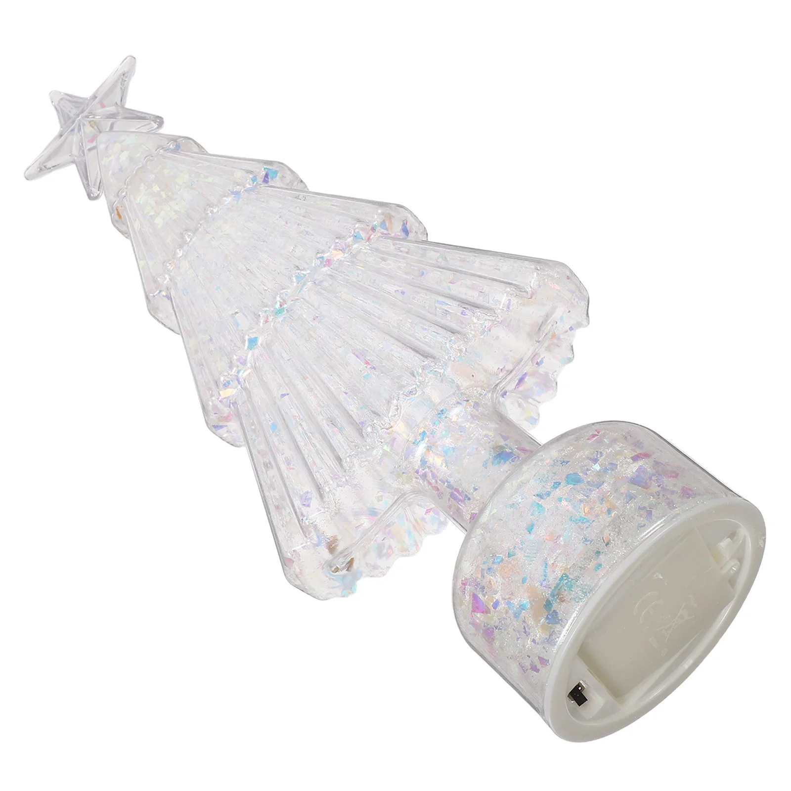 

Iridescent Christmas Tree Tabletop LED Lights Small Night Lamp Star Top Powered Indoor Nursery Room Holiday Party