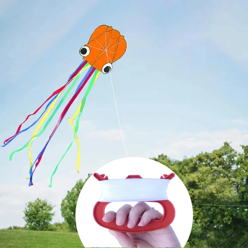 

New 4m Giant Octopus Kite Orange 3D Good Flying Soft Kite DIY Toy 30m/100m Kite Line Outdoor Toy