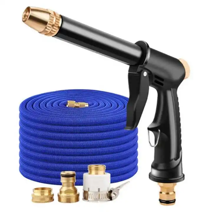 2.5M Wholesale OEM Lightweight Expandable Garden Hose With Metal Spray Nozzle Car Washer Flexible Expandable Garden Hose Pipe