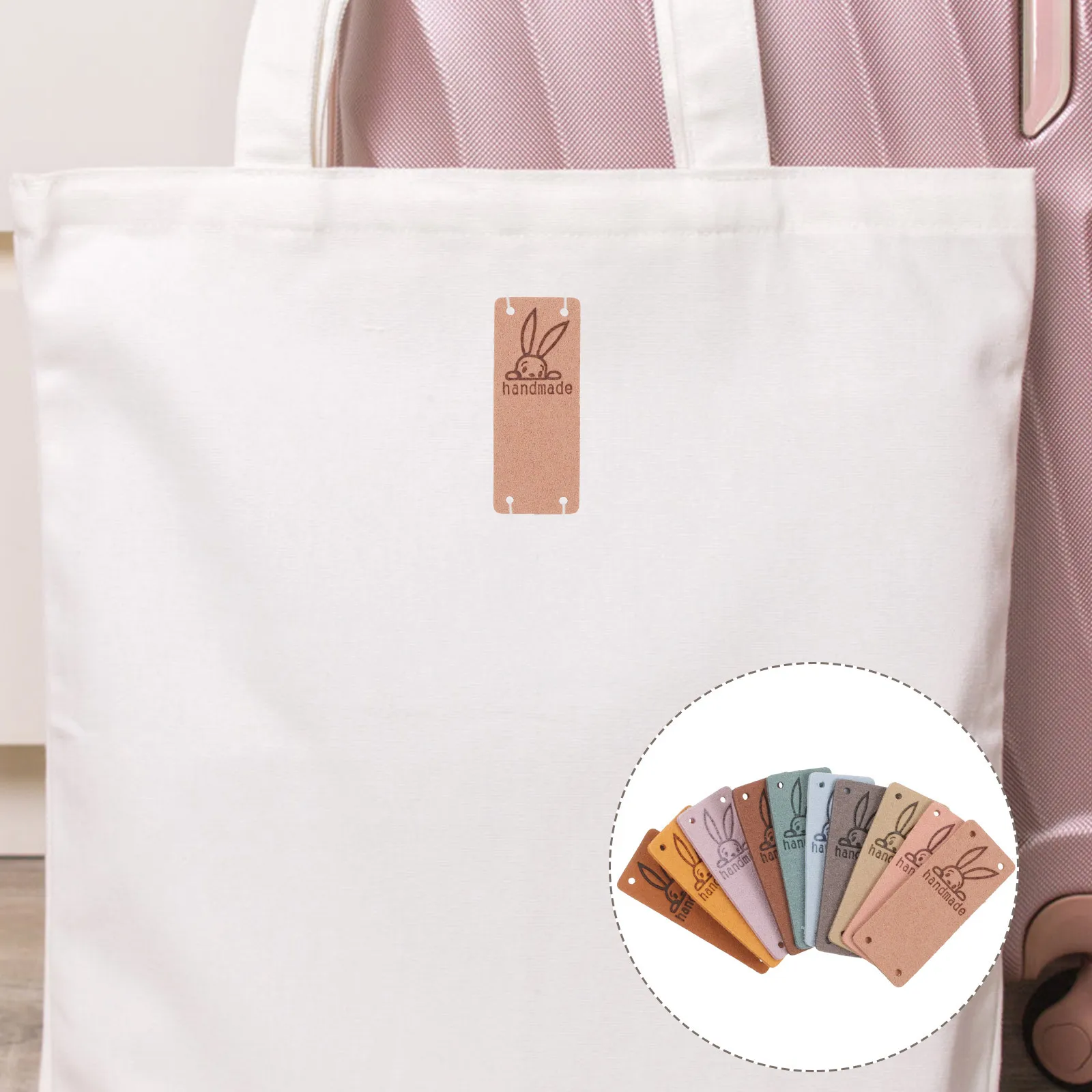 

50Pcs Embossed Suede Hat Accessories Labels for Handmade Items Sewing Tags for Crochet Knitting Bags Apparel DIY