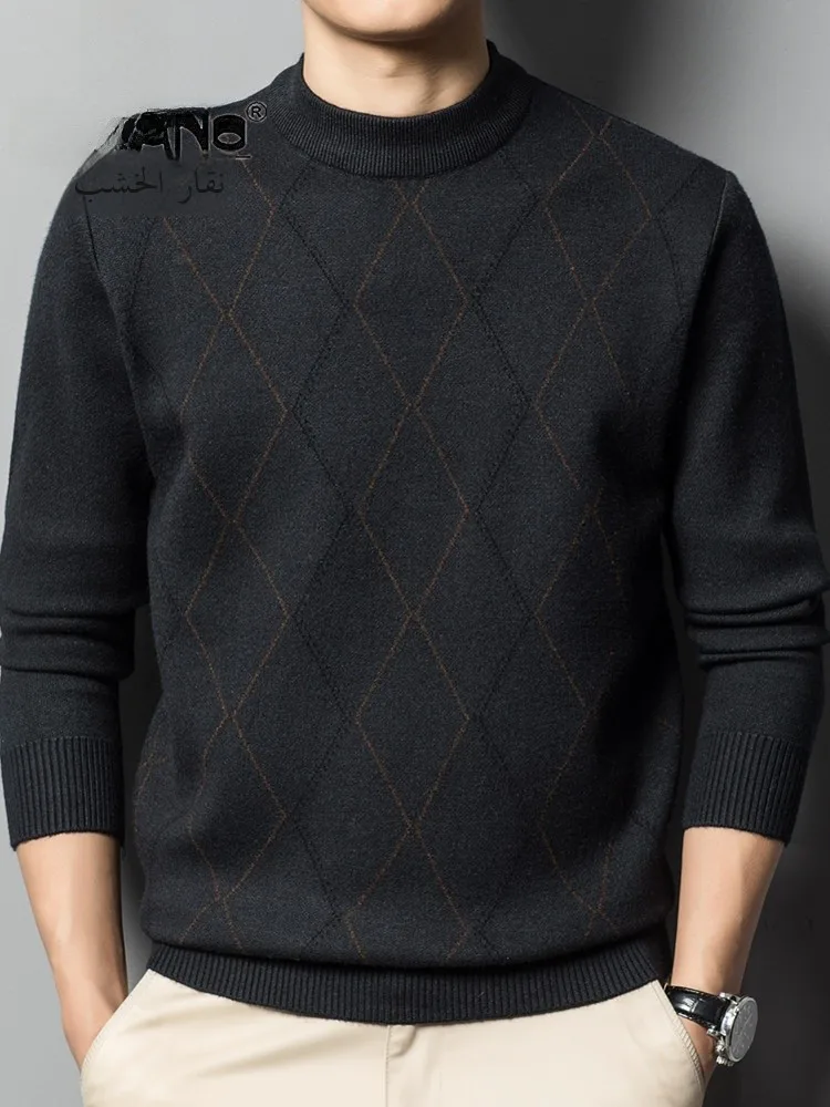 Suéter de Camere Puro Tricotado, Estilo Casual Masculino, Inverno Quente, Gola Alta, Ajuste Solto, Pulôver de Lã Marca TUCANO