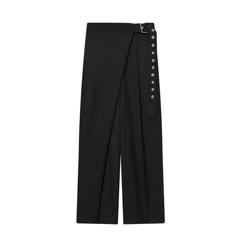 

2025 New Fashionable Elegant Women's Wrap Design Blended Long Pants 1307699
