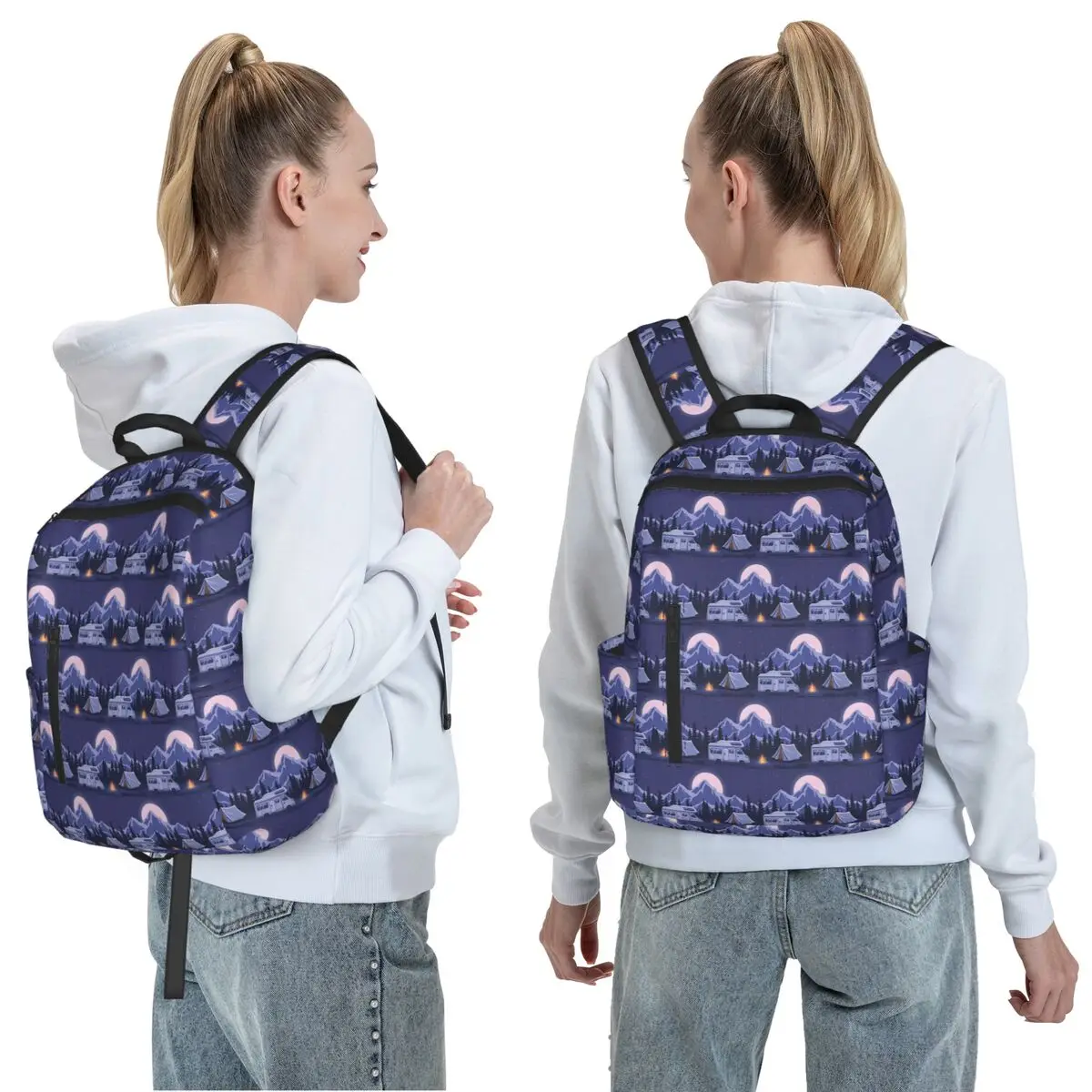 Happy Campers Backpack Daypack Large Capacity Boys Girls BookBag School Bag Shoulder Bags for Men Women