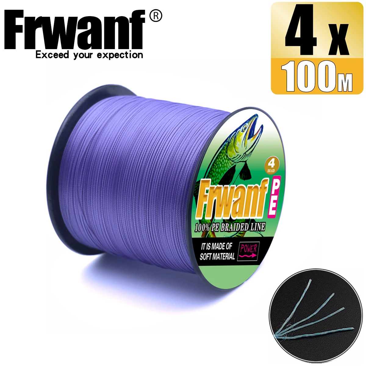 Frwanf Japan 4 Wire Braided Fishing Line 100M 109Yds freashrwater Hunting for Sea Fishing Carp 10-100LB wire 6 8 10 20 30 100LBS