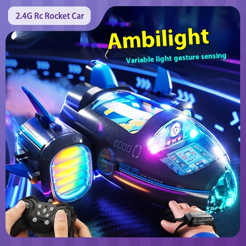 

New Rc Car Gesture Sensing Rc Rocket Car Future Concept Spaceship Racing Cool Lights Remote Control Car Children'S Toy Gift