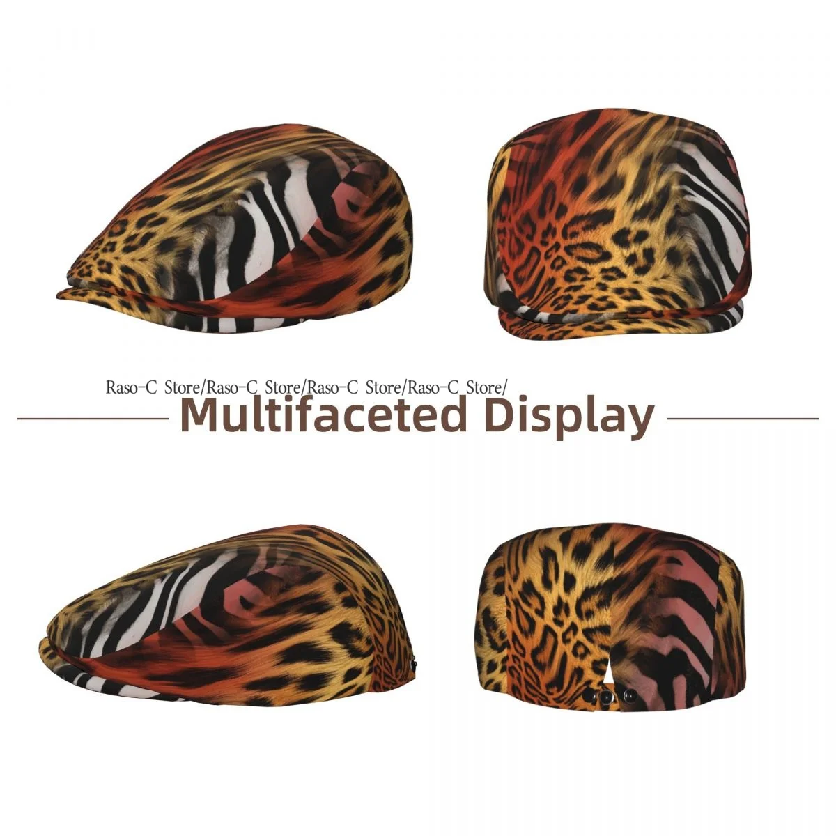 Spring Summer Adult Flat Cap Leopard Zebra Print Unisex Newsboy Ivy Cap Light Thin Forward Beret Outdoor Hat