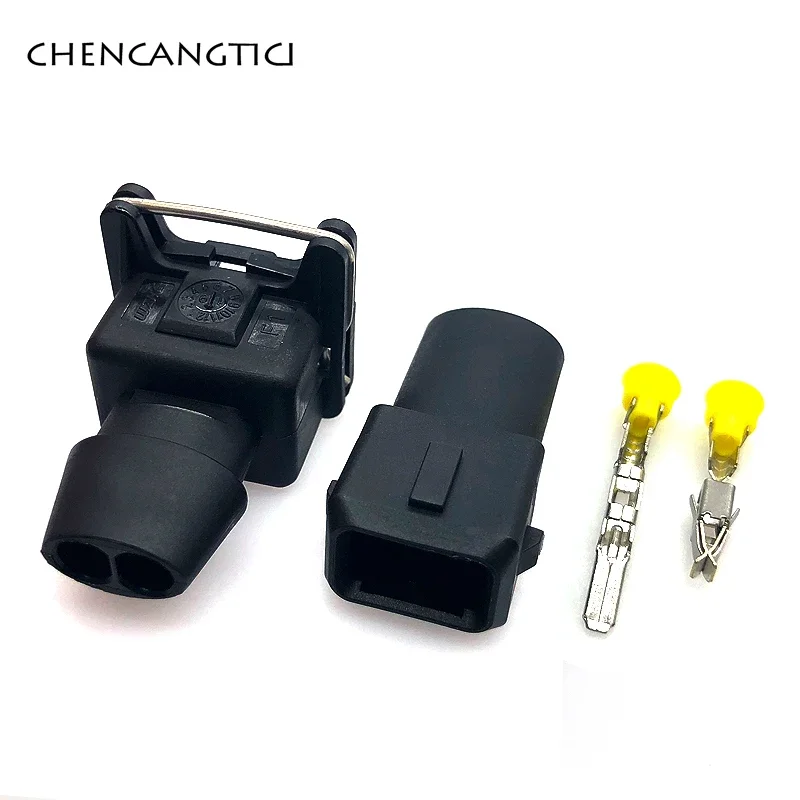 1 Set 2 Pin AMP Tyco EFI Fuel Injector Connector Auto Waterproof Junior Power (mini timer)Plug With Sealed Rubber Boot For Cars