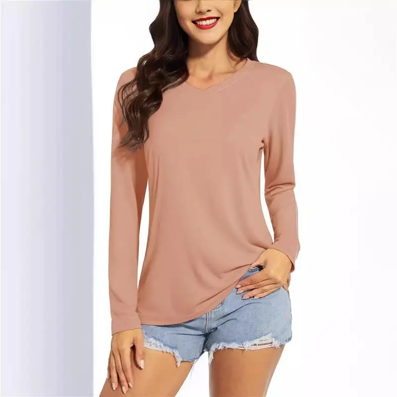 

Casual V-Ne Long Sve Women's Top Versatile Color T-irt Loose Fit Comfortable Premium Quali Faionable Design