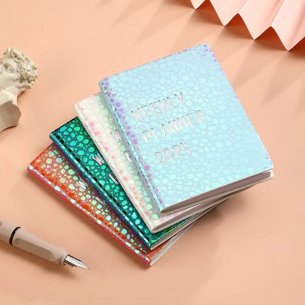 Laser 2025 A7 Английский блокнот План эффективности Английский кожаный карманный календарь Красочный блокнот-планировщик расписания 2025