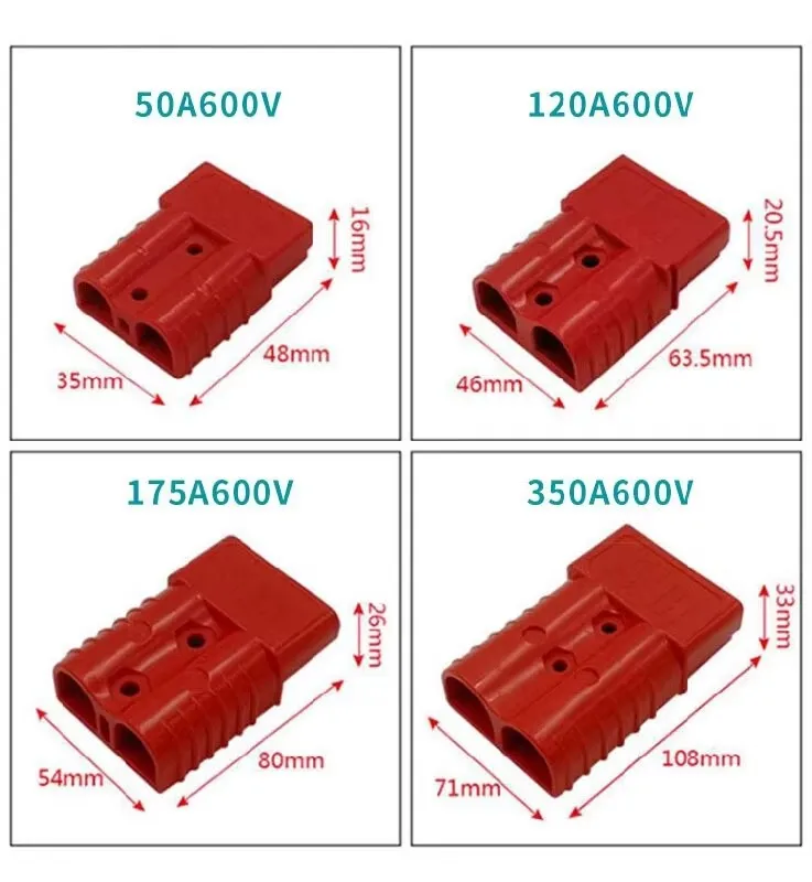 2PCS For Anderson 50A 120A 175A 350A 600V Plug Cable Terminal Battery Power Connector Kit Quick Plug Battery Charging Connector