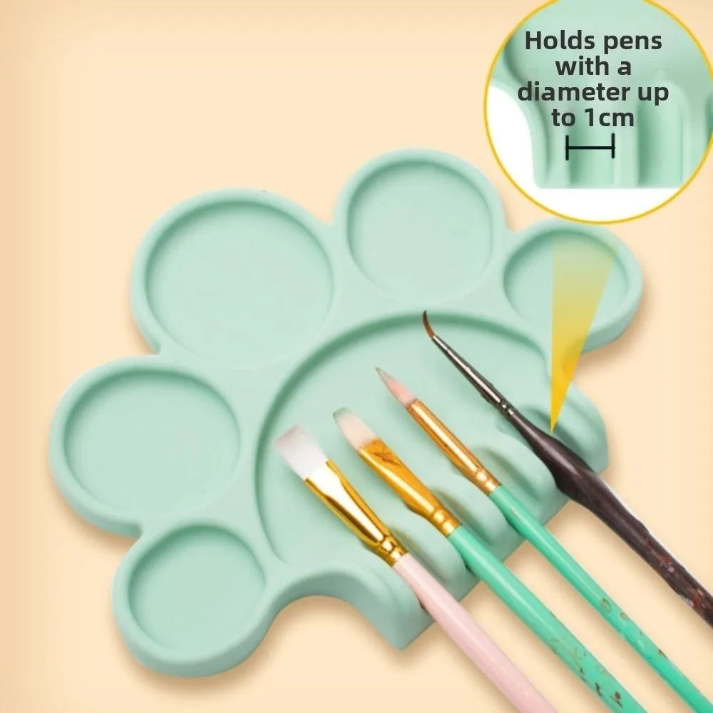 لوحة طلاء من السيليكون سهلة الغسل، صينية توزيع الصباغ بتصميم مقصورة مع حامل قلم، صينية لوحة، لوازم الرسم