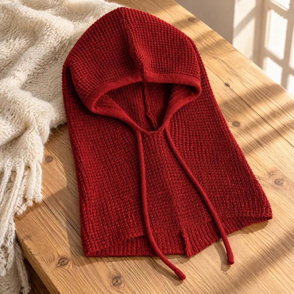 Winter Hooded Scarf for Women Knit Balaclava Hooded Scarf Thick Winter Ear Protection Hat Windproof Neck for Outdoor for Cycling