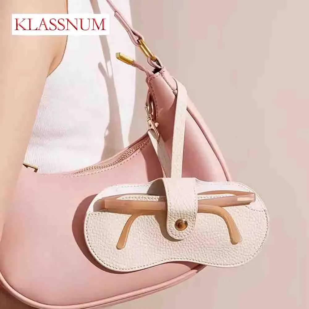 

KLASSNUM Soft Leather Glasses Case Holder Portable Slim Sunglasses Pouch Soft Eyeglasses Bag Eyewear Sleeve For Women Men